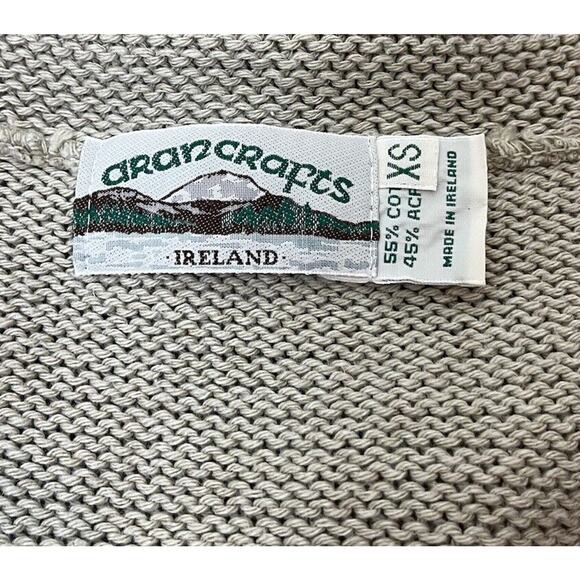 Vintage Ireland Made Aran Crafts Open Sweater Cardigan Beige Size XS - Picture 7 of 8